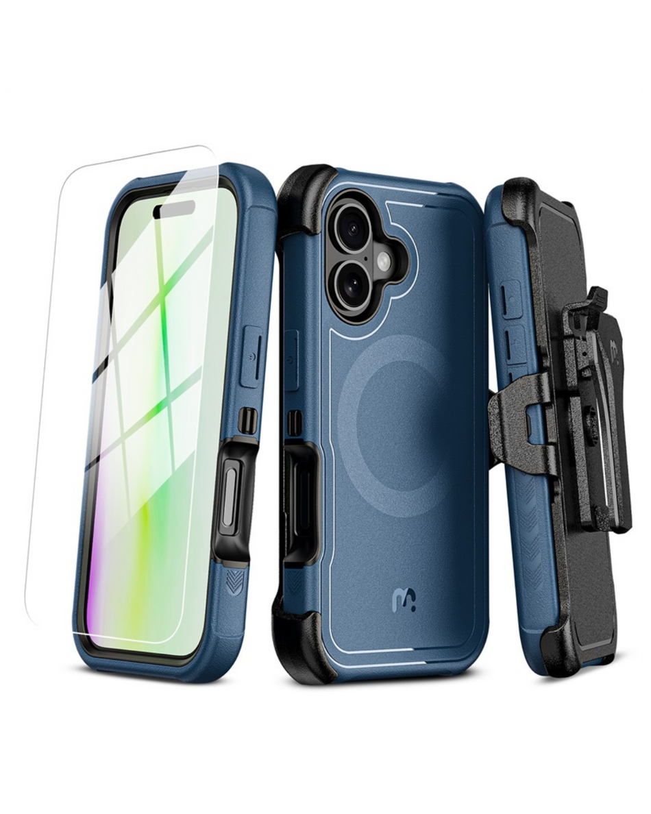 Military Grade MagSafe iPhone 17 Case with Clip - Blue