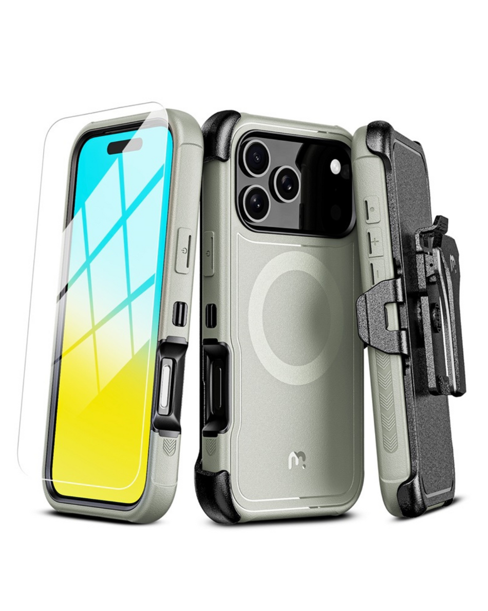 Military Grade MagSafe iPhone 17 Pro/Pro Max Case with Clip - Grey